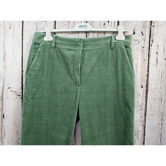 Massimo Dutti 10‎ Wide Leg Corduroy Trousers Pants Slacks Green High Rise EUC - Picture 2 of 14